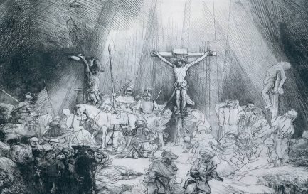 «Les Trois Croix», gravure réalisée par Rembrandt en 1653 / Wikimedia Commons